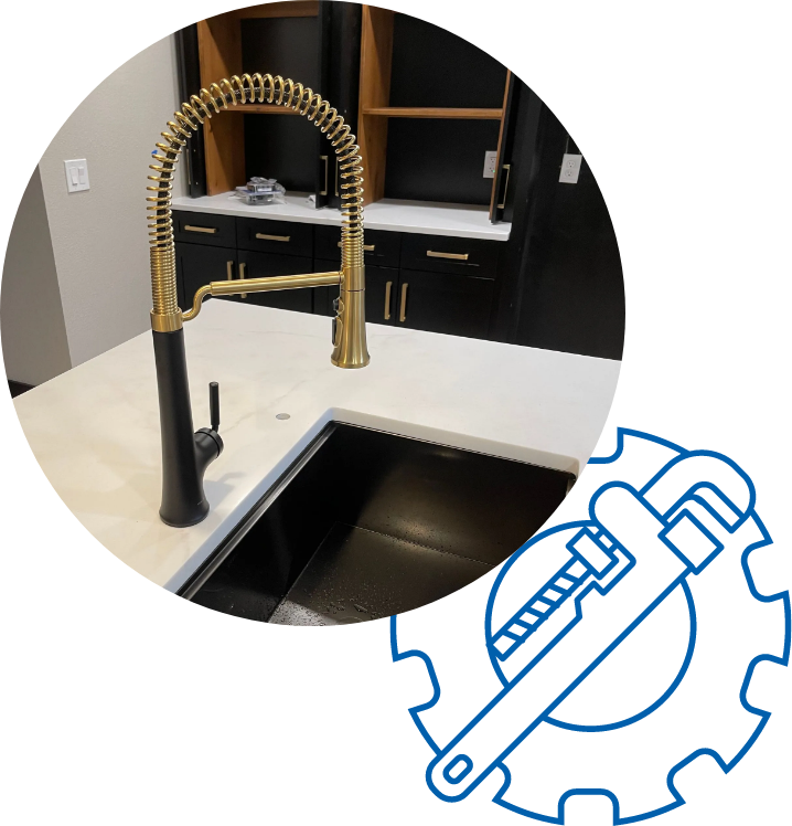 Kitchen wash sink island faucet installed by North Valley Plumbing